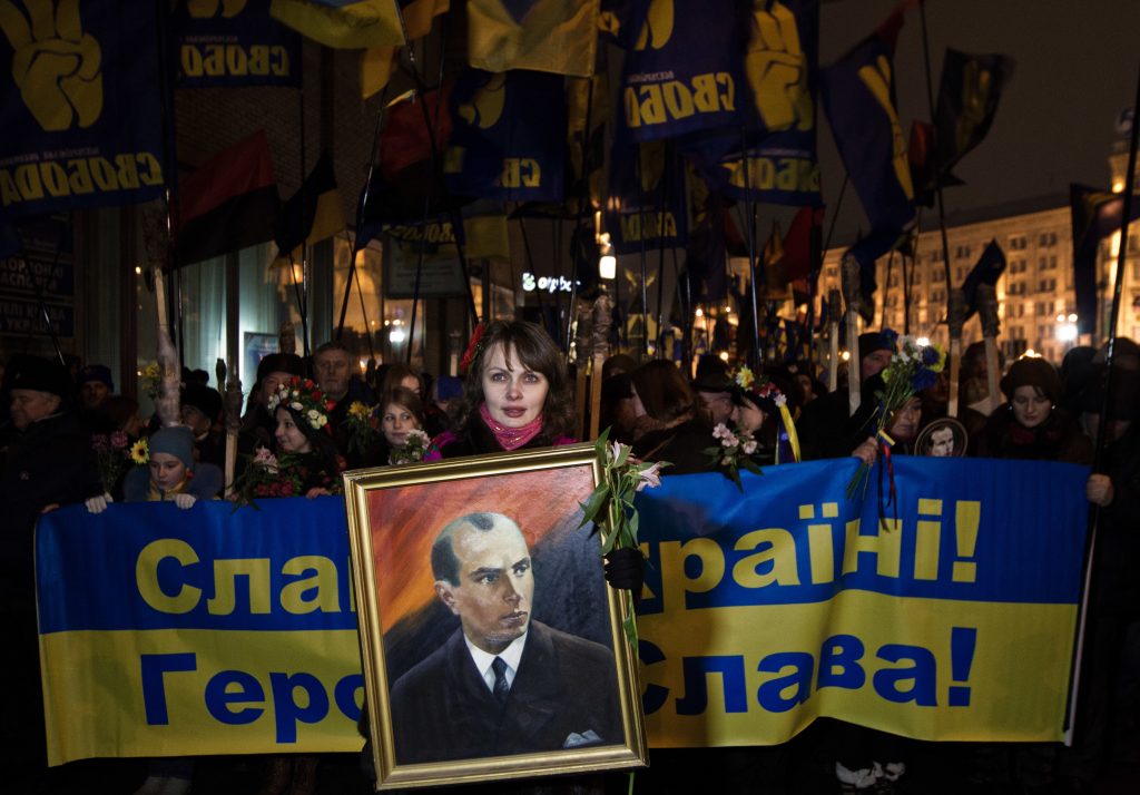 Хода з нагоди дня народження Степана Бандери. Київ, 2014 рік    NURPHOTO  CORBIS  GETTY IMAGES